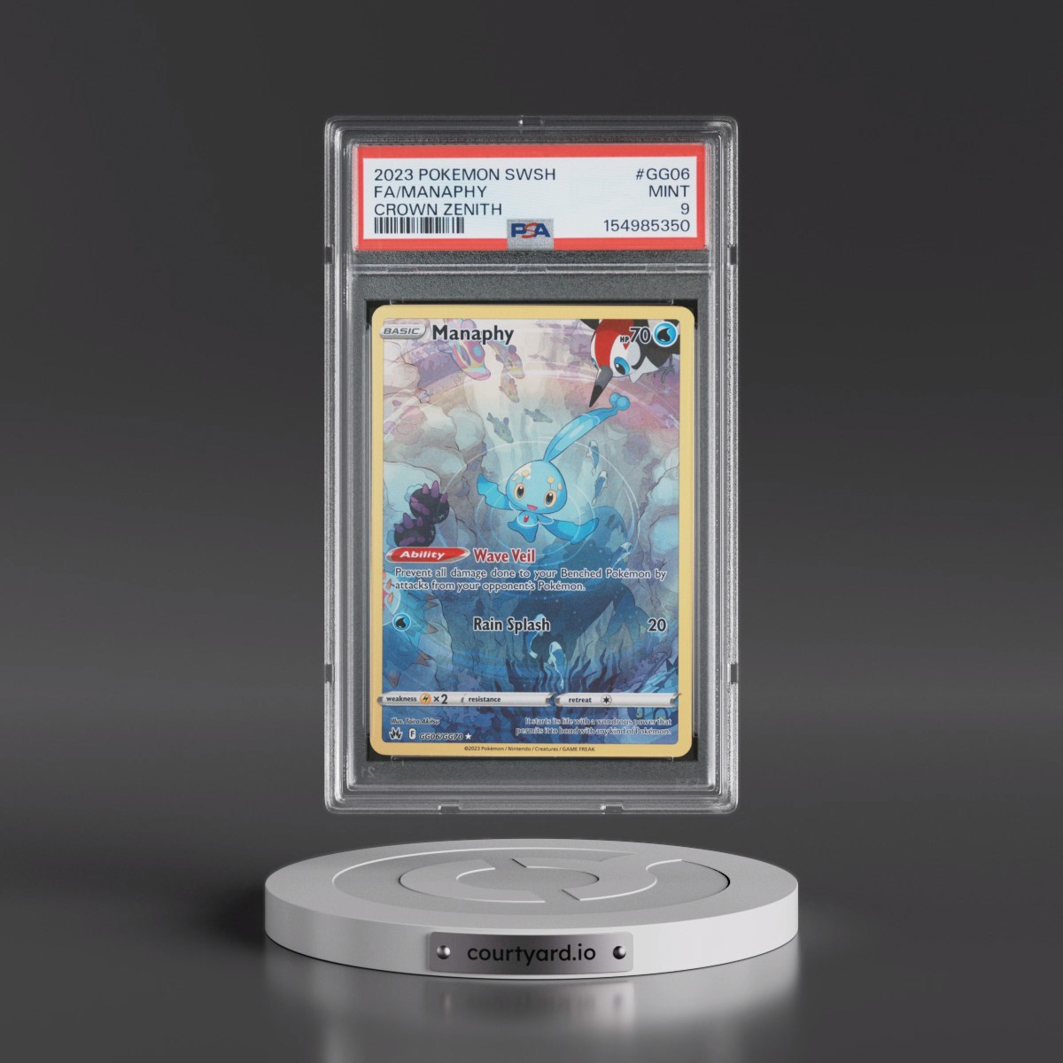 2023 Pokémon Sword and Shield Crown Zenith #GG06 Manaphy - Full Art (PSA 9 MINT)