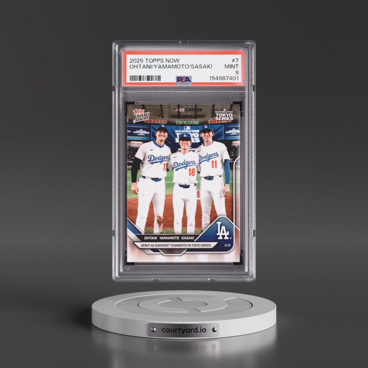 2025 Topps Now #7 Roki Sasaki/Shohei Ohtani/Yoshinobu Yamamoto (PSA 9 MINT)