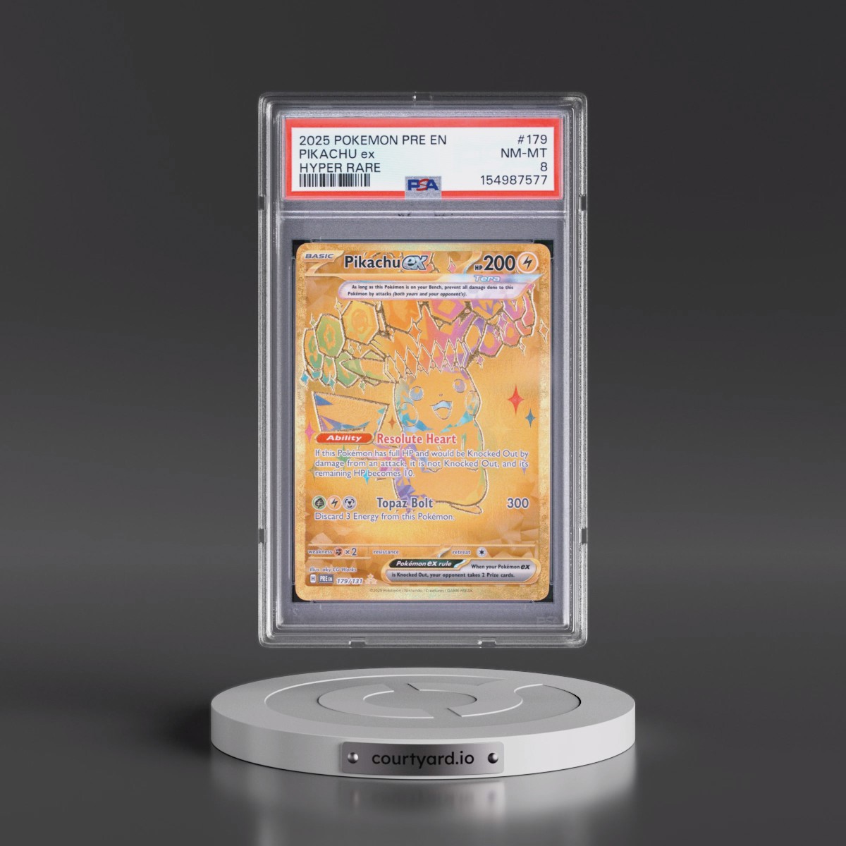 2025 Pokémon Pre EN-Prismatic Evolutions #179 Pikachu EX - Holo Hyper Rare (PSA 8 NM-MT)