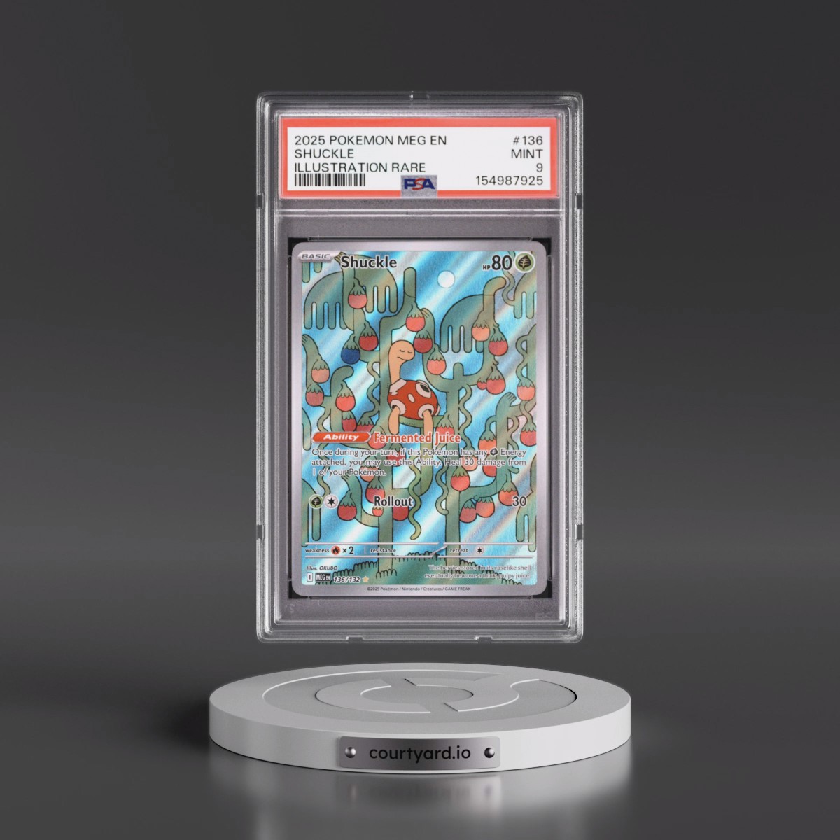 2025 Pokémon Meg EN-Mega Evolution #136 Shuckle - Illustration Rare (PSA 9 MINT)