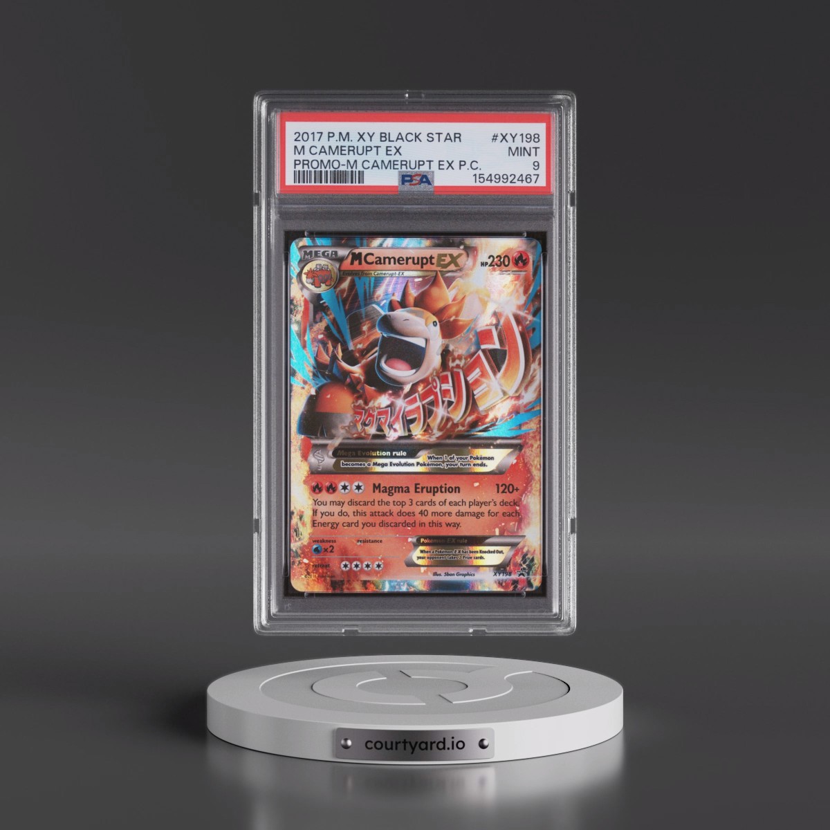 2017 Pokémon XY Black Star Promo #XY198 M Camerupt EX - Holo Mega Camerupt EX Premium Collection (PSA 9 MINT)