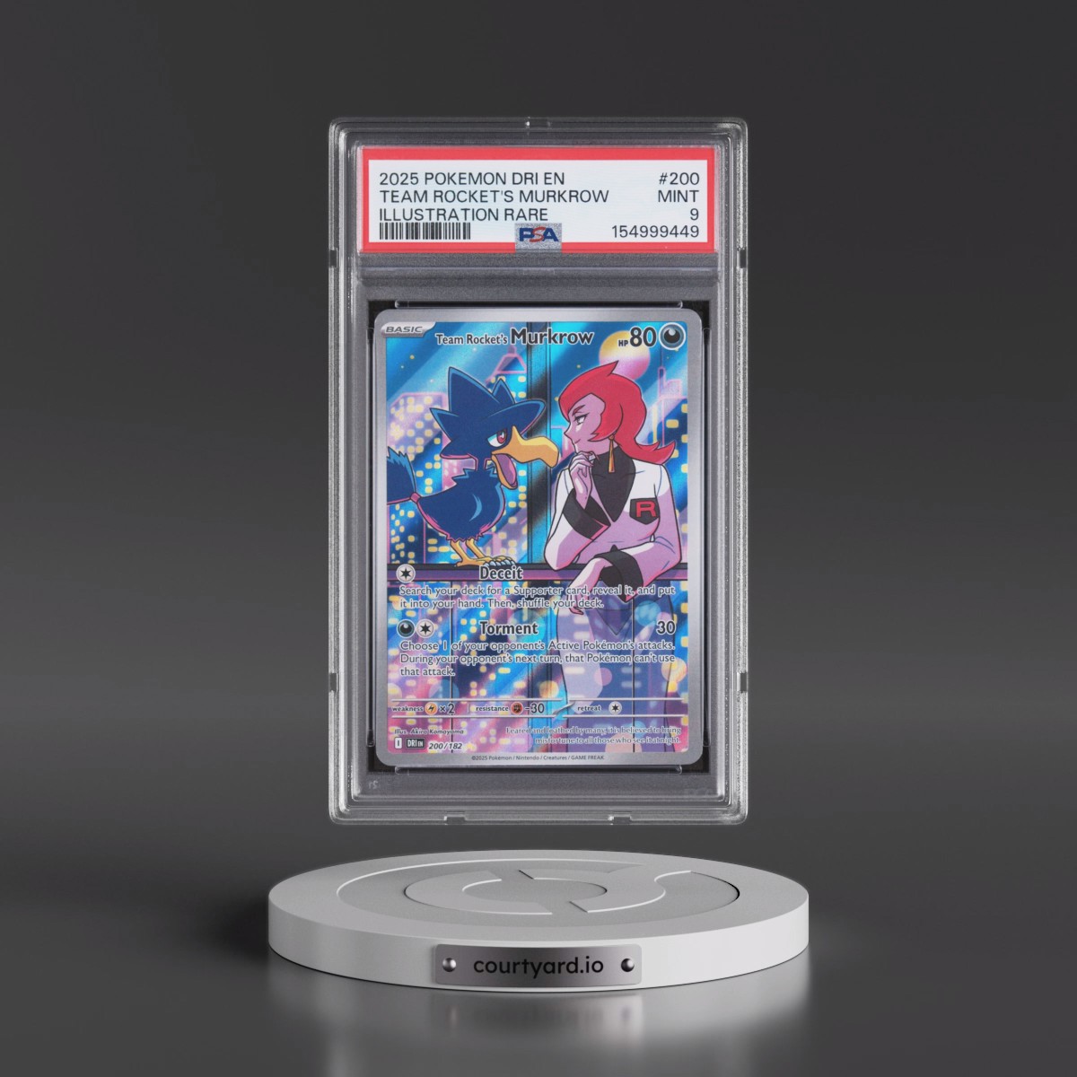 2025 Pokémon Dri EN-Destined Rivals #200 Team Rocket's Murkrow - Illustration Rare (PSA 9 MINT)