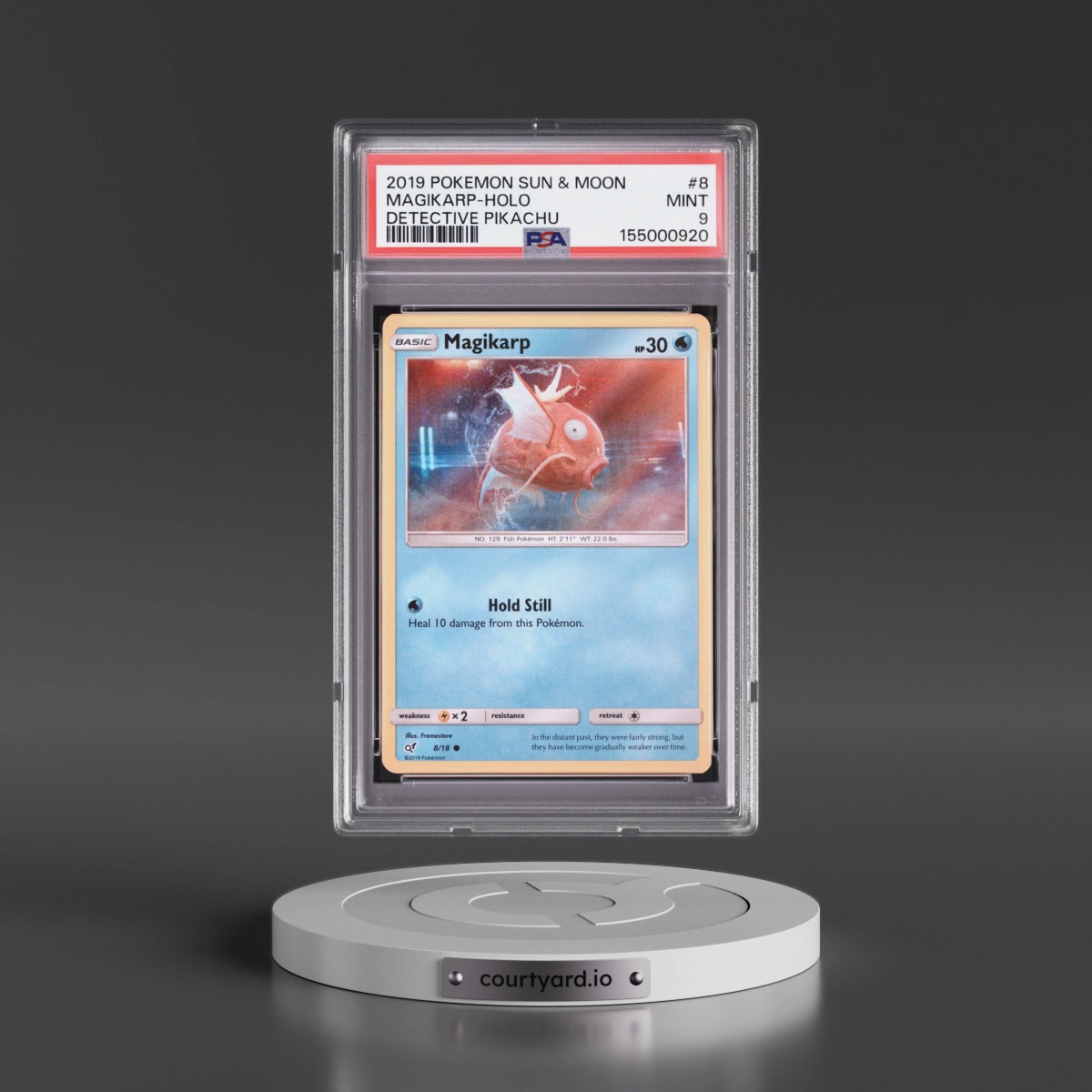 2019 Pokémon Sun & Moon Detective Pikachu #8 Magikarp - Holo (PSA 9 MINT)