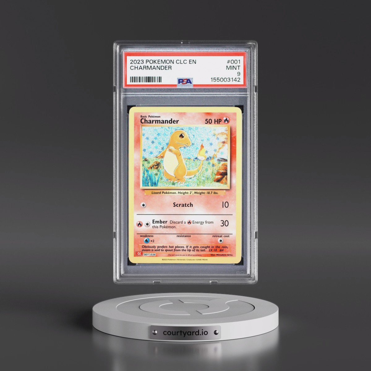 2023 Pokémon Clc-Trading Card Game Classic Charizard & HO-Oh EX Deck #001 Charmander (PSA 9 MINT)