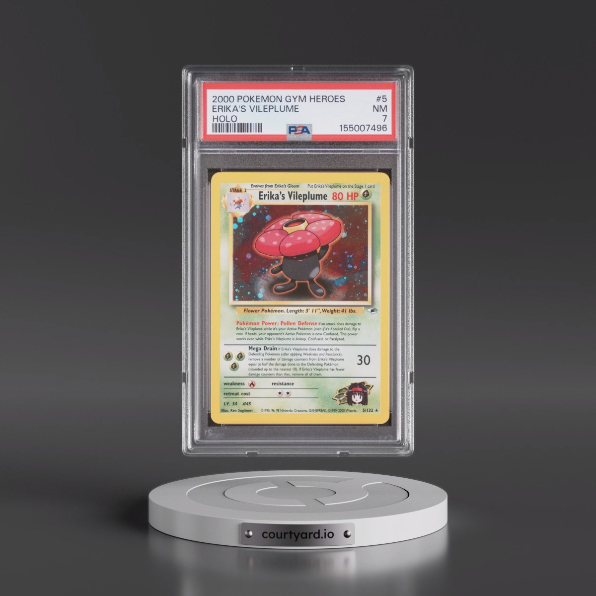 2000 Pokémon Gym Heroes #5 Erika's Vileplume - Holo (PSA 7 NM)