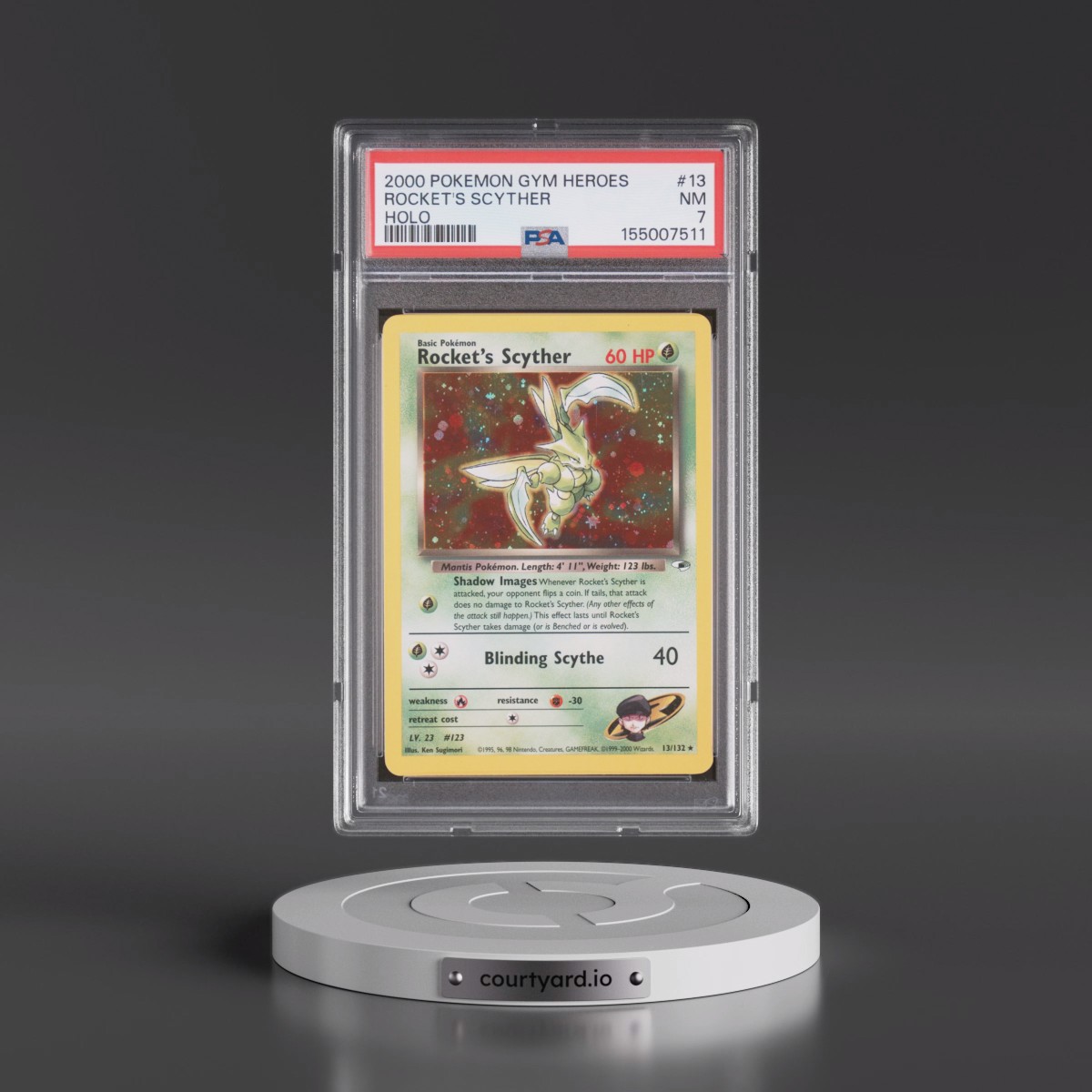 2000 Pokémon Gym Heroes #13 Rocket's Scyther - Holo (PSA 7 NM)