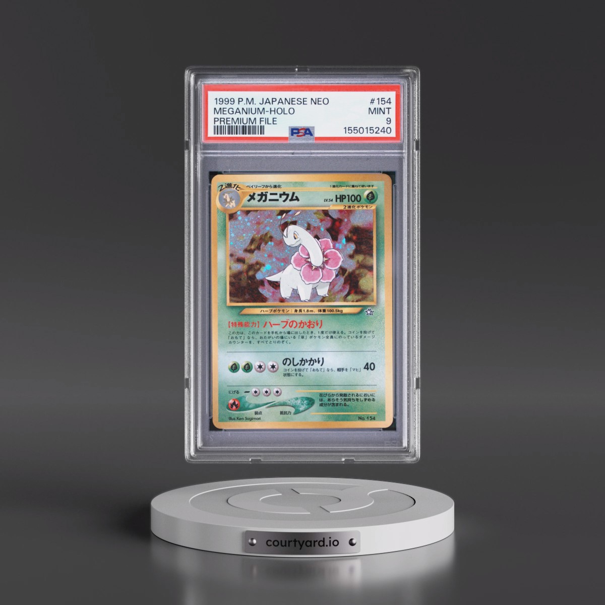 1999 Pokémon Neo Promo Meganium - Holo Premium File #154 PSA 9