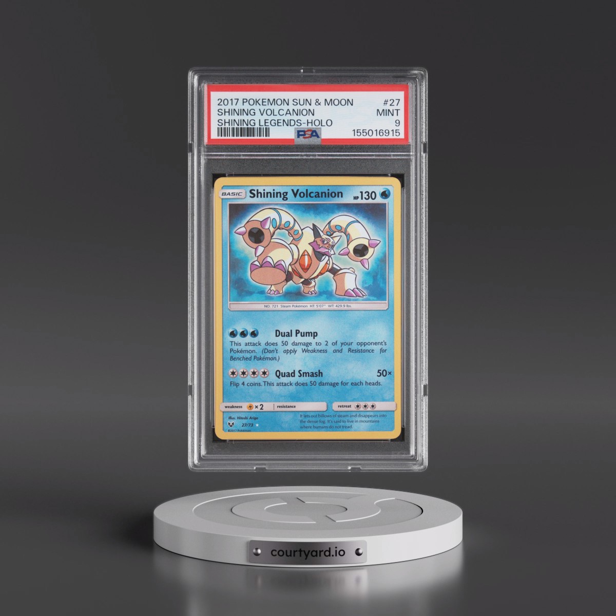 2017 Pokémon Sun & Moon Shining Legends #27 Shining Volcanion - Holo Holo (PSA 9 MINT)