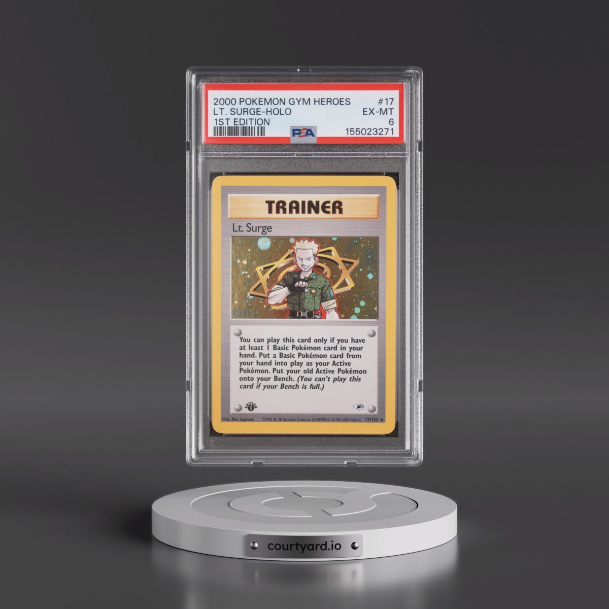 2000 Pokémon Gym Heroes #17 LT. Surge - 1st Edition Holo (PSA 6 EX-MT)