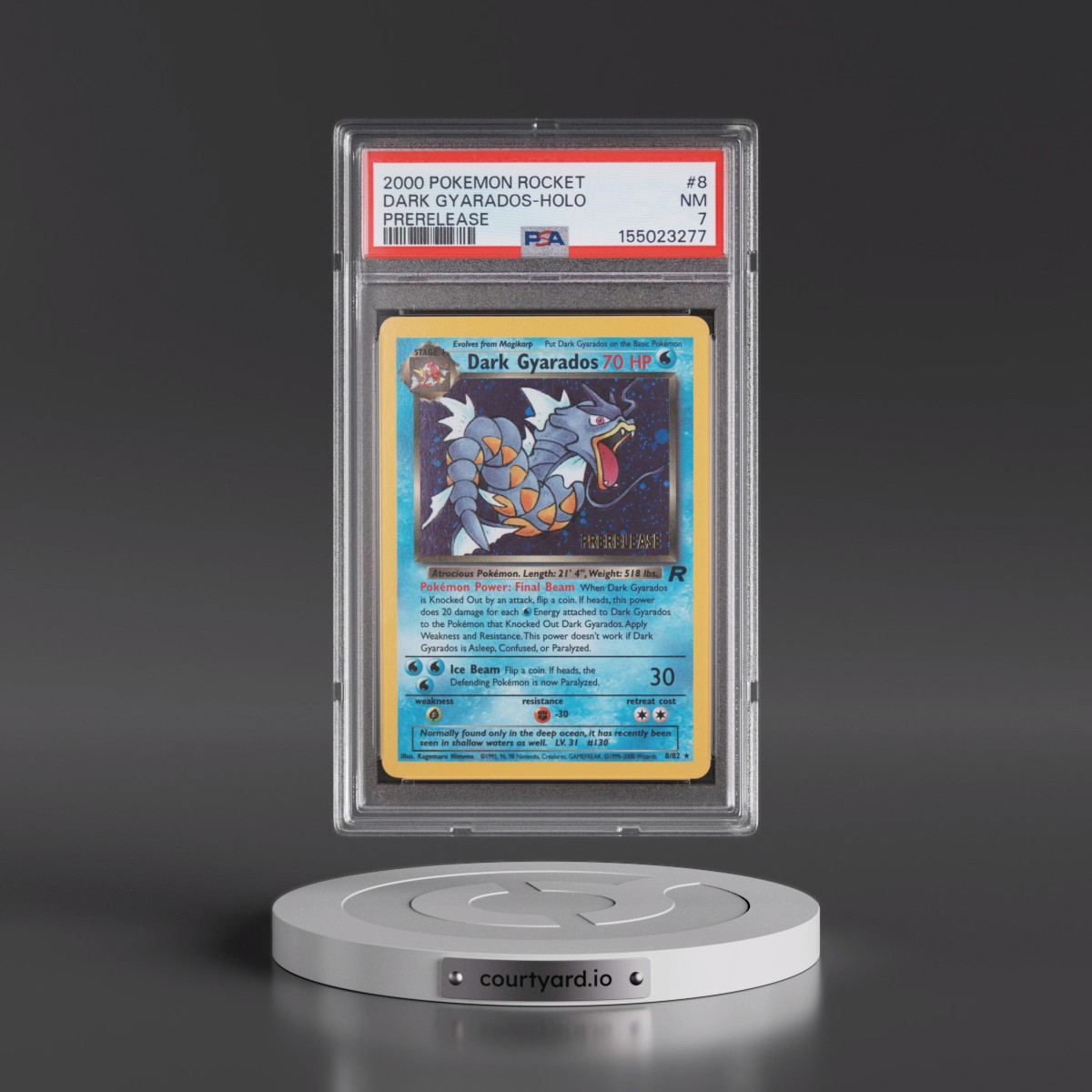 2000 Pokémon Rocket #8 Dark Gyarados - Holo Prerelease (PSA 7 NM)