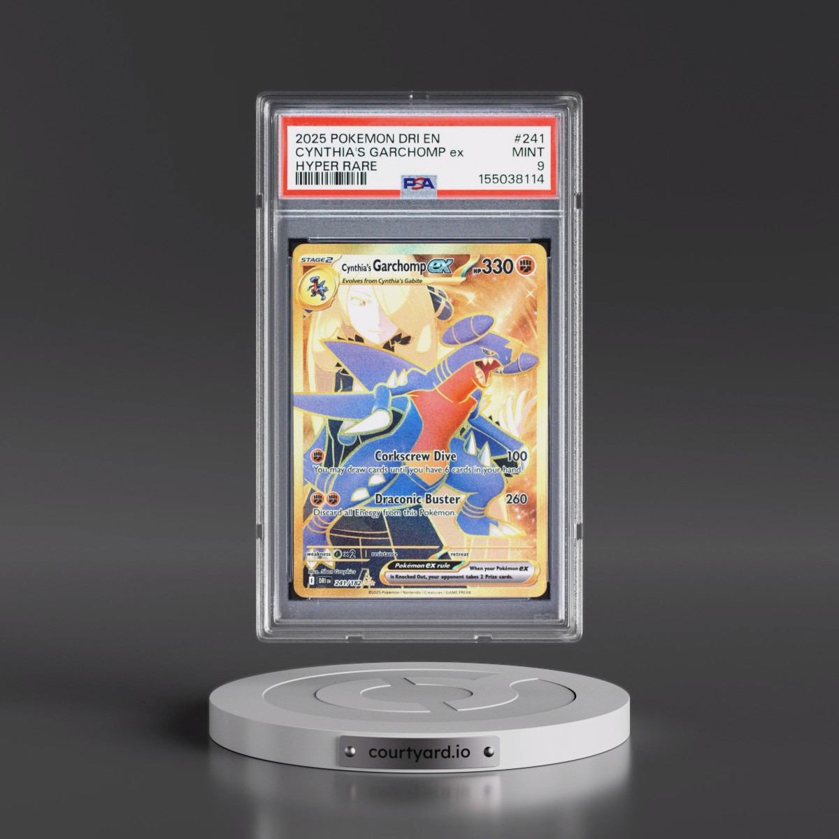 2025 Pokémon Dri EN-Destined Rivals #241 Cynthia's Garchomp EX - Holo Hyper Rare (PSA 9 MINT)