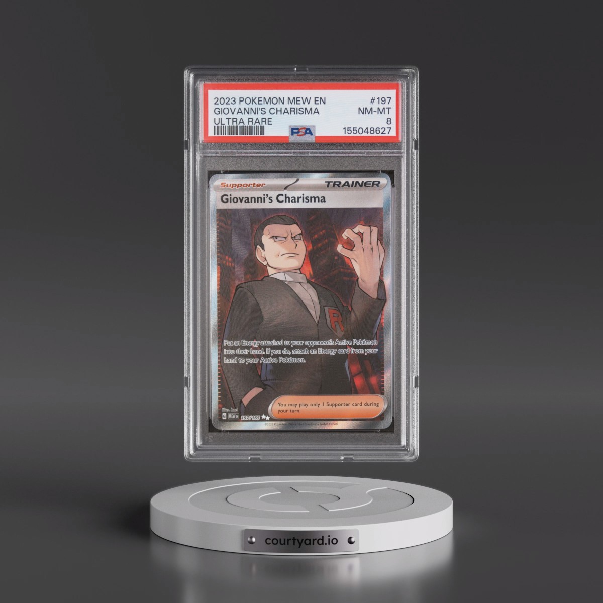 2023 Pokémon Mew EN-151 #197 Giovanni's Charisma - Ultra Rare (PSA 8 NM-MT)