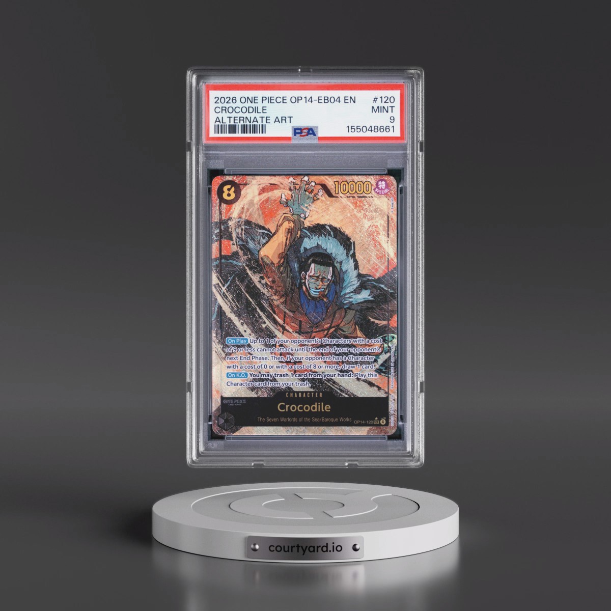 2026 One Piece OP14-EB04-the Azure Sea's Seven #120 Crocodile - Alternate Art (PSA 9 MINT)