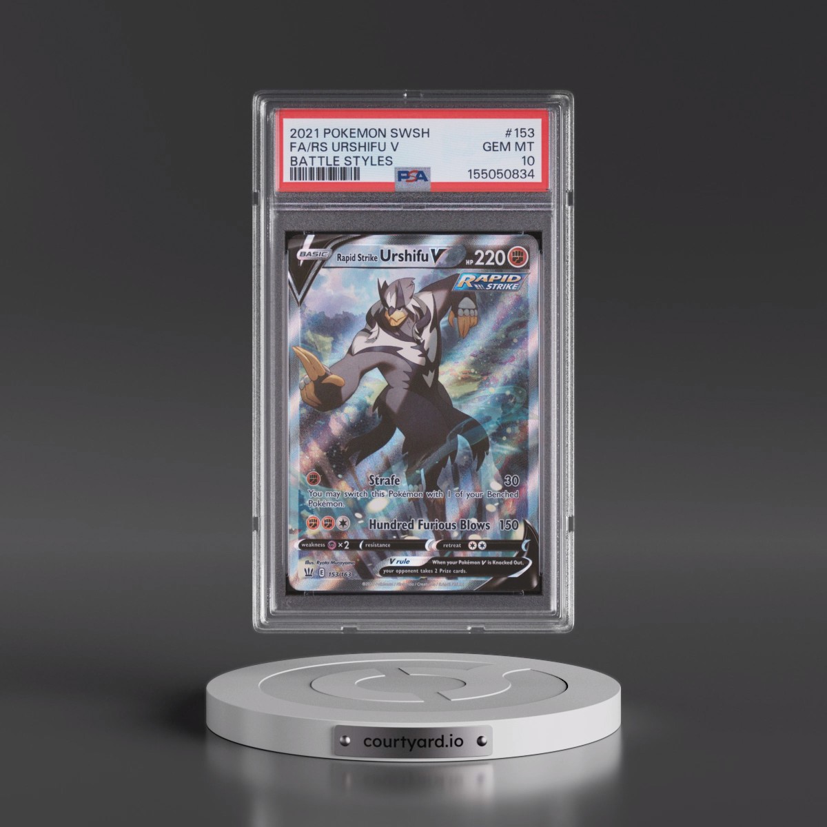 2021 Pokémon Sword & Shield Battle Styles #153 Rapid Strike Urshifu V - Holo Full Art (PSA 10 GEM MINT)