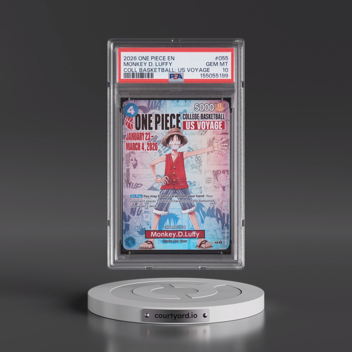2026 One Piece Promos #055 Monkey D. Luffy - One Piece College Basketball: US Voyage (PSA 10 GEM MINT)