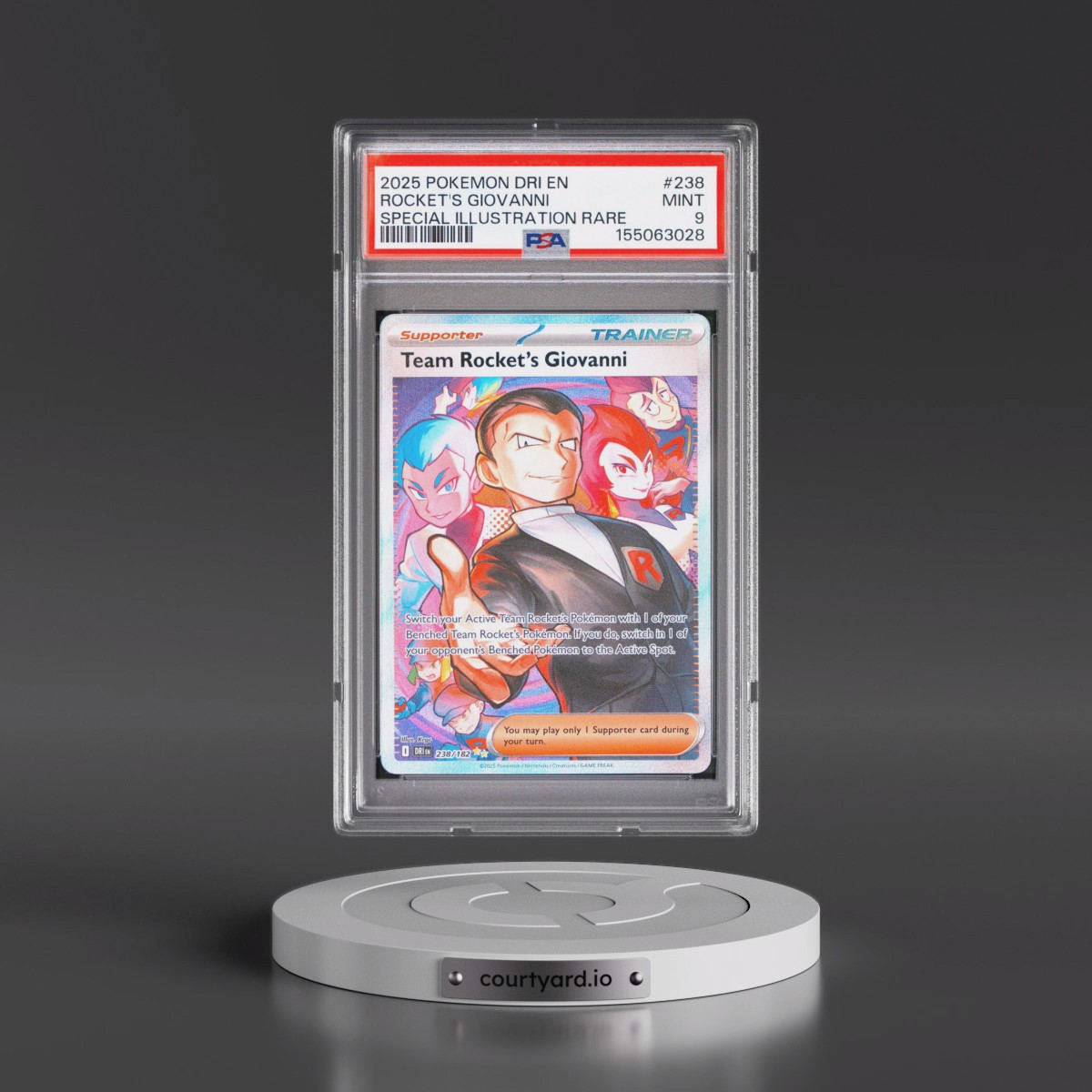 2025 Pokémon Dri EN-Destined Rivals #238 Team Rocket's Giovanni - Special Illustration Rare (PSA 9 MINT)