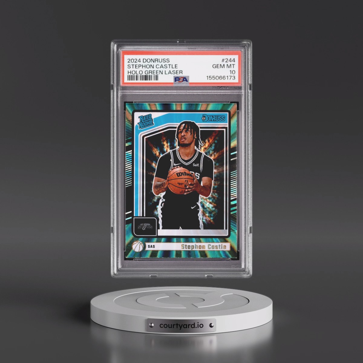 2024 Panini Donruss #244 Stephon Castle - Holo Green Laser (PSA 10 GEM MINT)