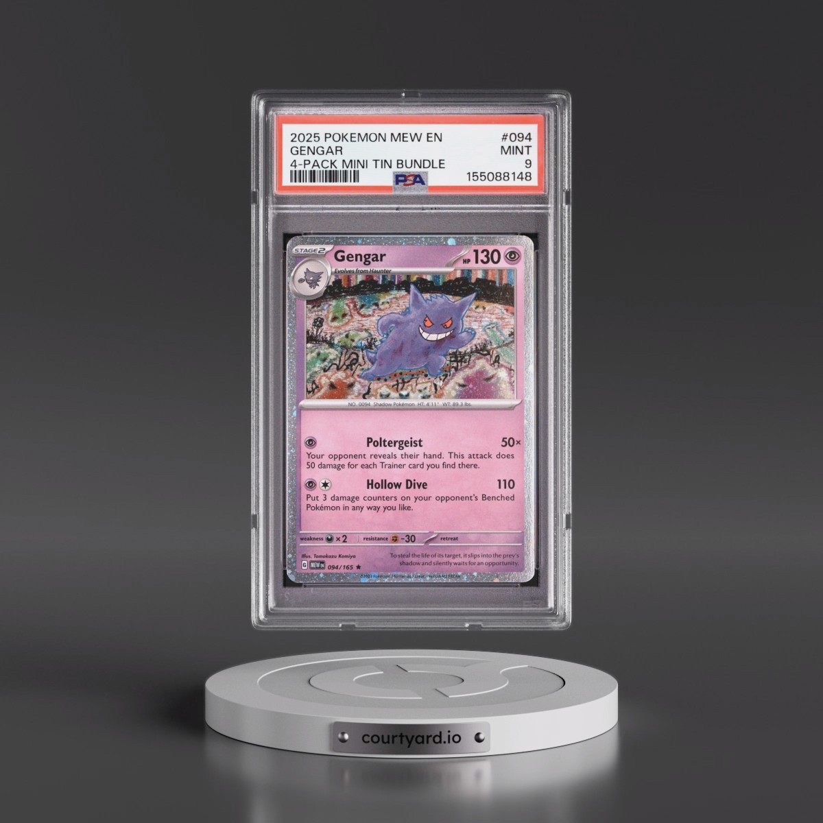 2025 Pokémon Mew EN-151 #094 Gengar - 4-Pack Mini Tin Bundle (PSA 9 MINT)