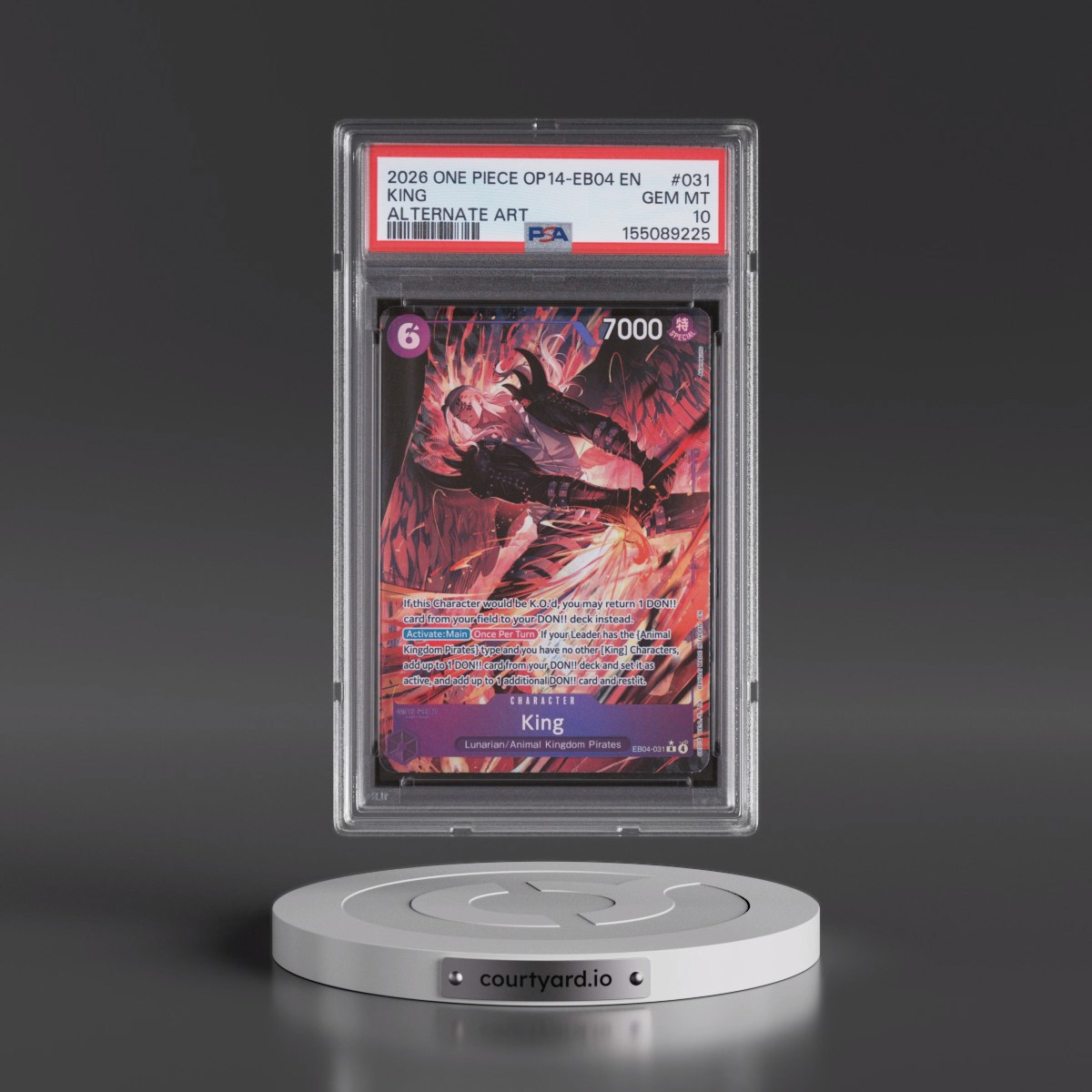2026 One Piece OP14-EB04-the Azure Sea's Seven #031 King - Alternate Art (PSA 10 GEM MINT)