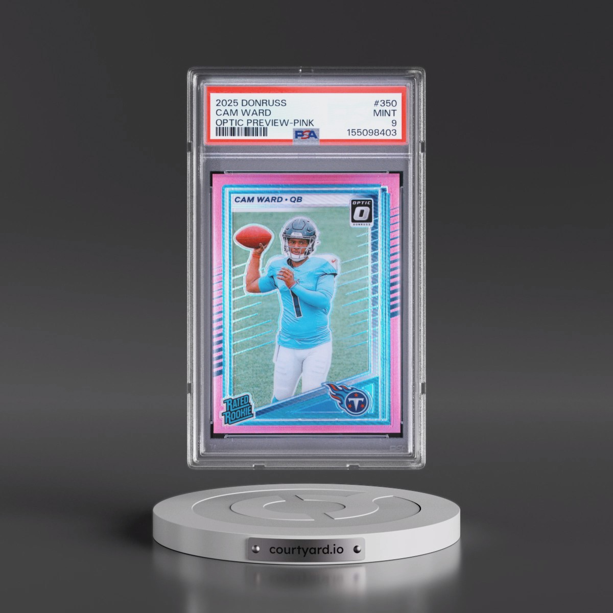 2025 Panini Donruss #350 Cam Ward - Optic Preview-Pink (PSA 9 MINT)