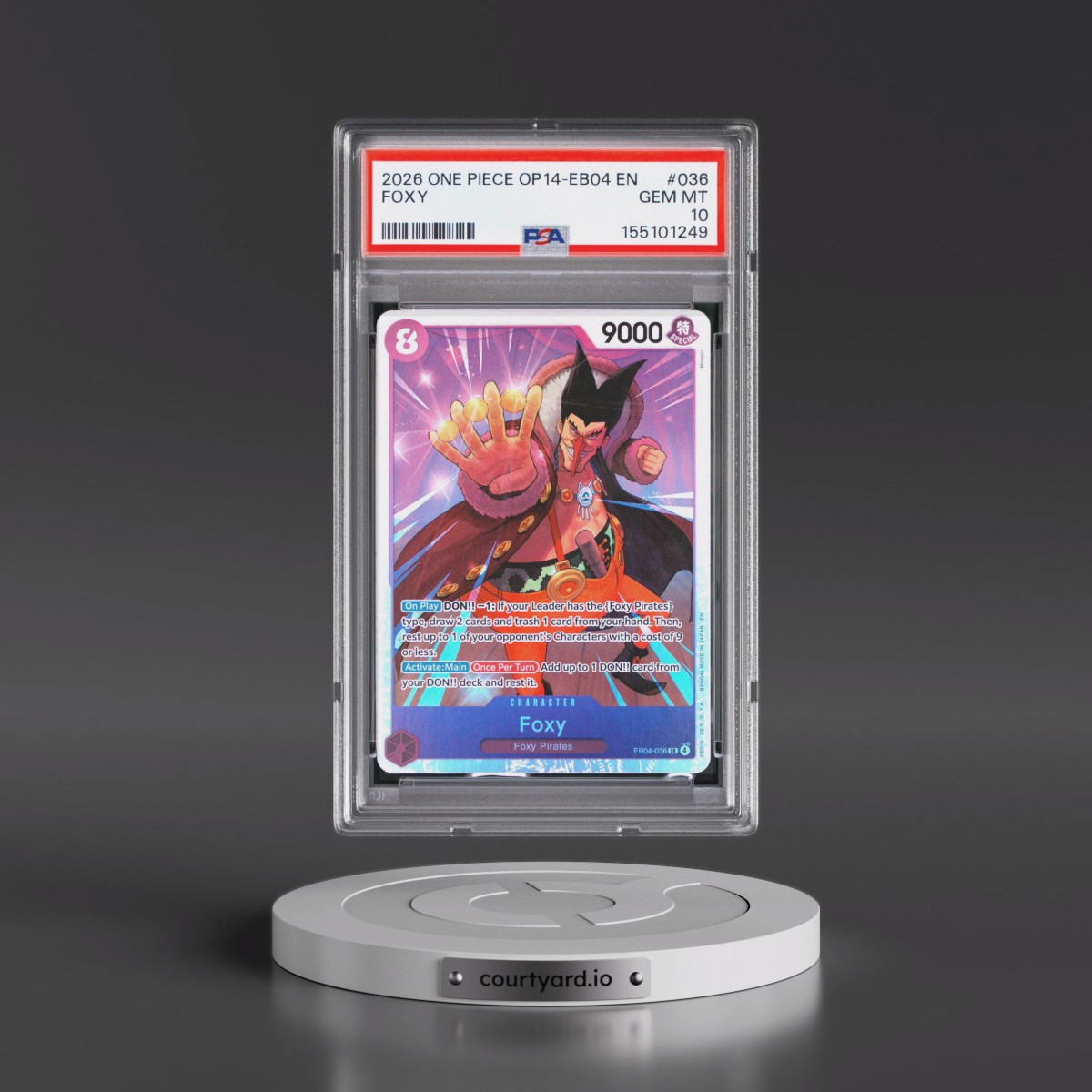 2026 One Piece OP14-EB04-the Azure Sea's Seven #036 Foxy (PSA 10 GEM MINT)