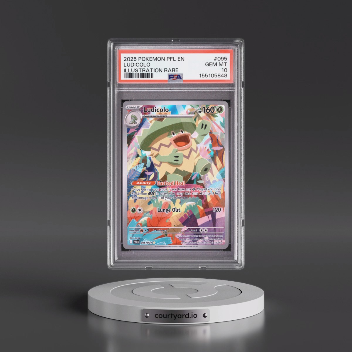 2025 Pokémon Pfl EN-Phantasmal Flames #095 Ludicolo - Illustration Rare (PSA 10 GEM MINT)