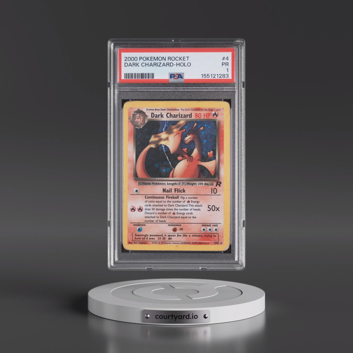 2000 Pokémon Rocket #4 Dark Charizard - Holo (PSA 1 PR)