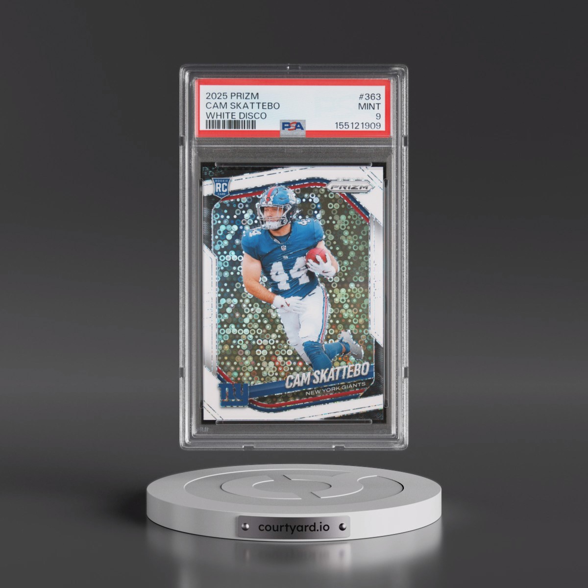 2025 Panini Prizm Cam Skattebo - White Disco #363 PSA 9