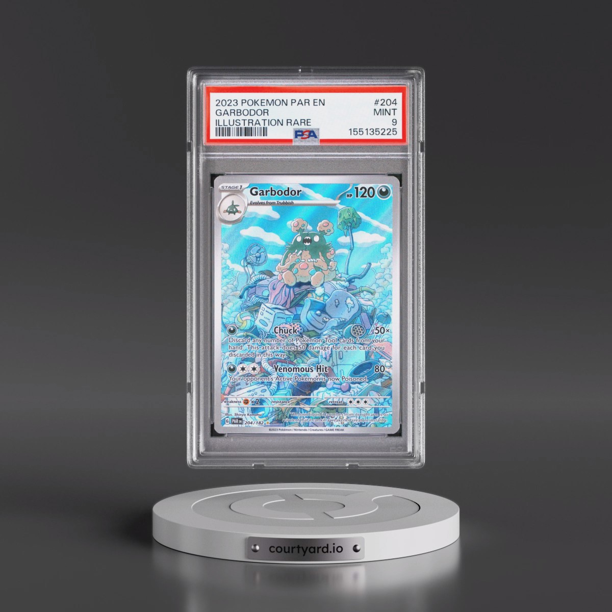 2023 Pokémon Par EN-Paradox Rift #204 Garbodor - Illustration Rare (PSA 9 MINT)