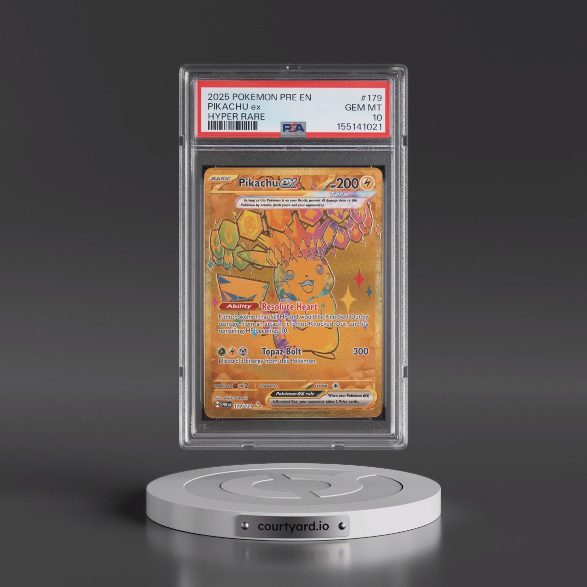 2025 Pokémon Pre EN-Prismatic Evolutions #179 Pikachu EX - Holo Hyper Rare (PSA 10 GEM MINT)