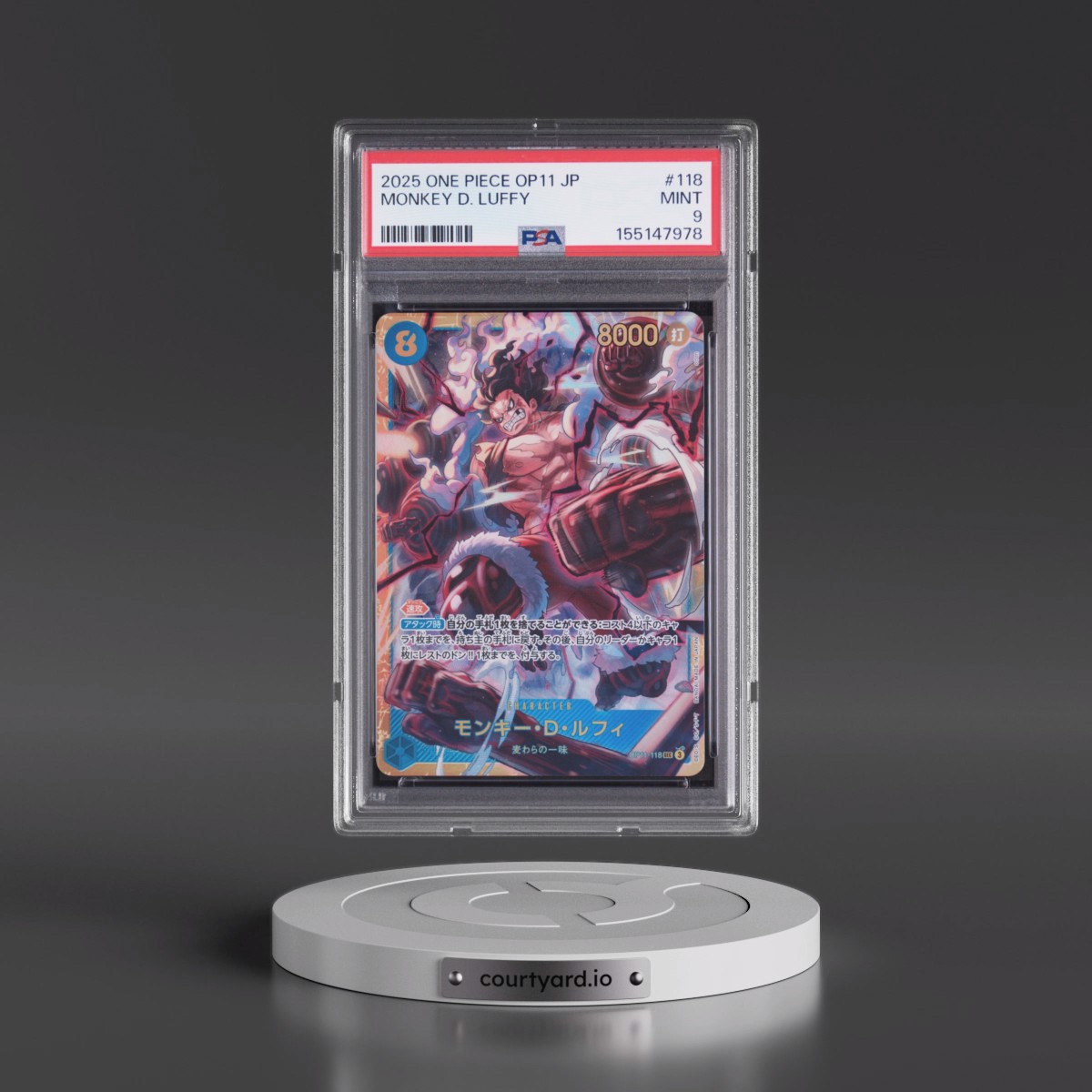 2025 One Piece Japanese OP11-A Fist of Divine Speed #118 Monkey D. Luffy (PSA 9 MINT)