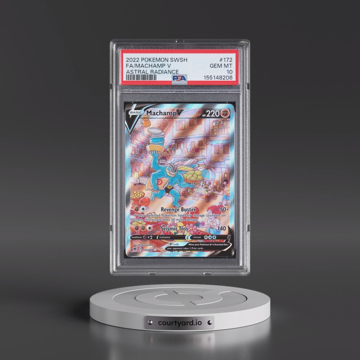 2022 Pokémon Sword & Shield Astral Radiance #172 Machamp V - Holo Full Art (PSA 10 GEM MINT)