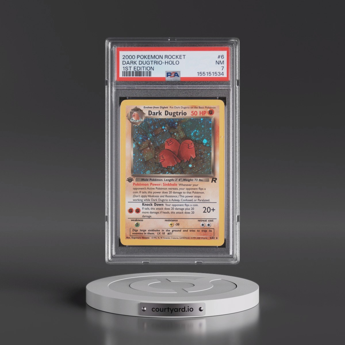2000 Pokémon Rocket #6 Dark Dugtrio - 1st Edition Holo (PSA 7 NM)