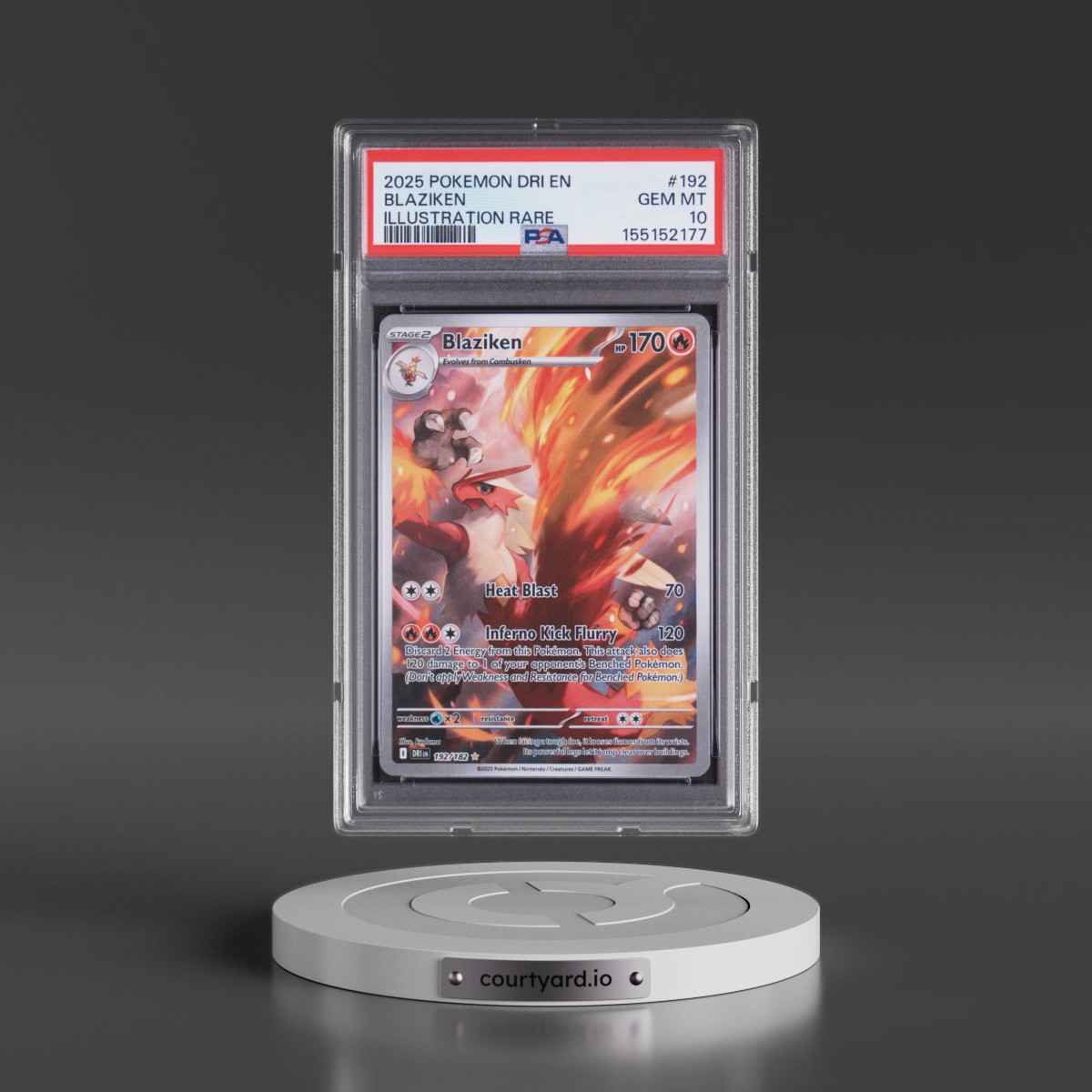 2025 Pokémon Dri EN-Destined Rivals Blaziken - Illustration Rare #192 PSA 10