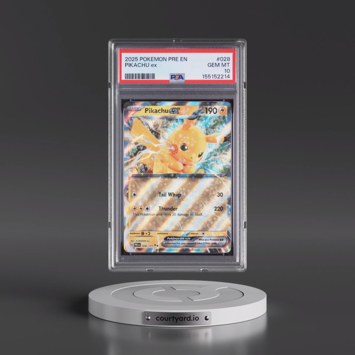 2025 Pokémon Pre EN-Prismatic Evolutions #028 Pikachu EX - Holo (PSA 10 GEM MINT)