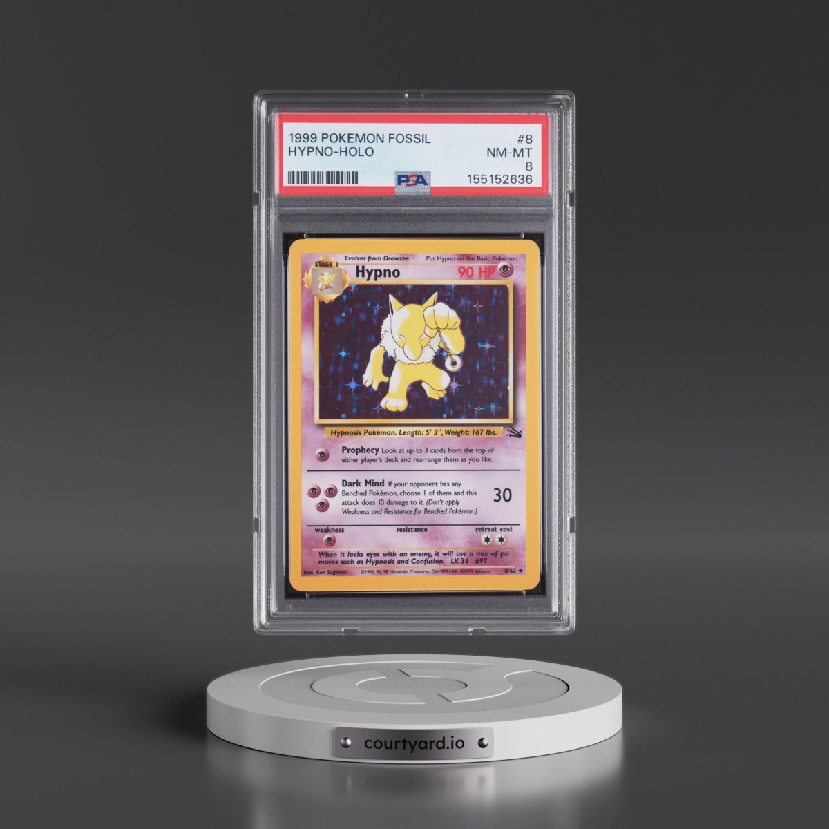 1999 Pokémon Fossil #8 Hypno - Holo (PSA 8 NM-MT)