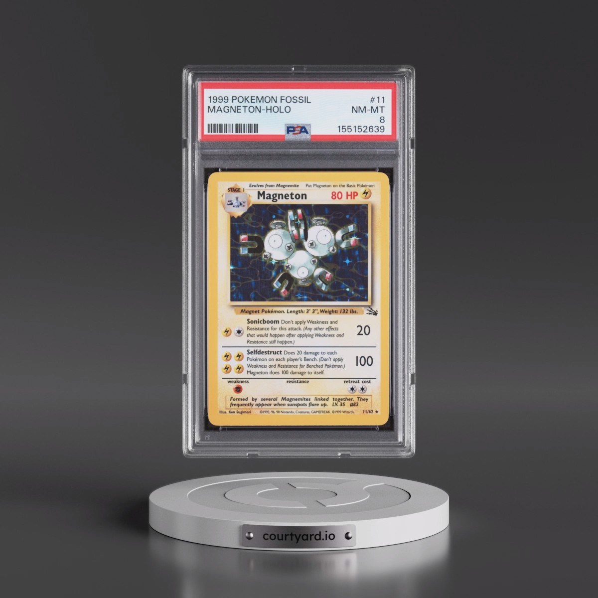 1999 Pokémon Fossil #11 Magneton - Holo (PSA 8 NM-MT)