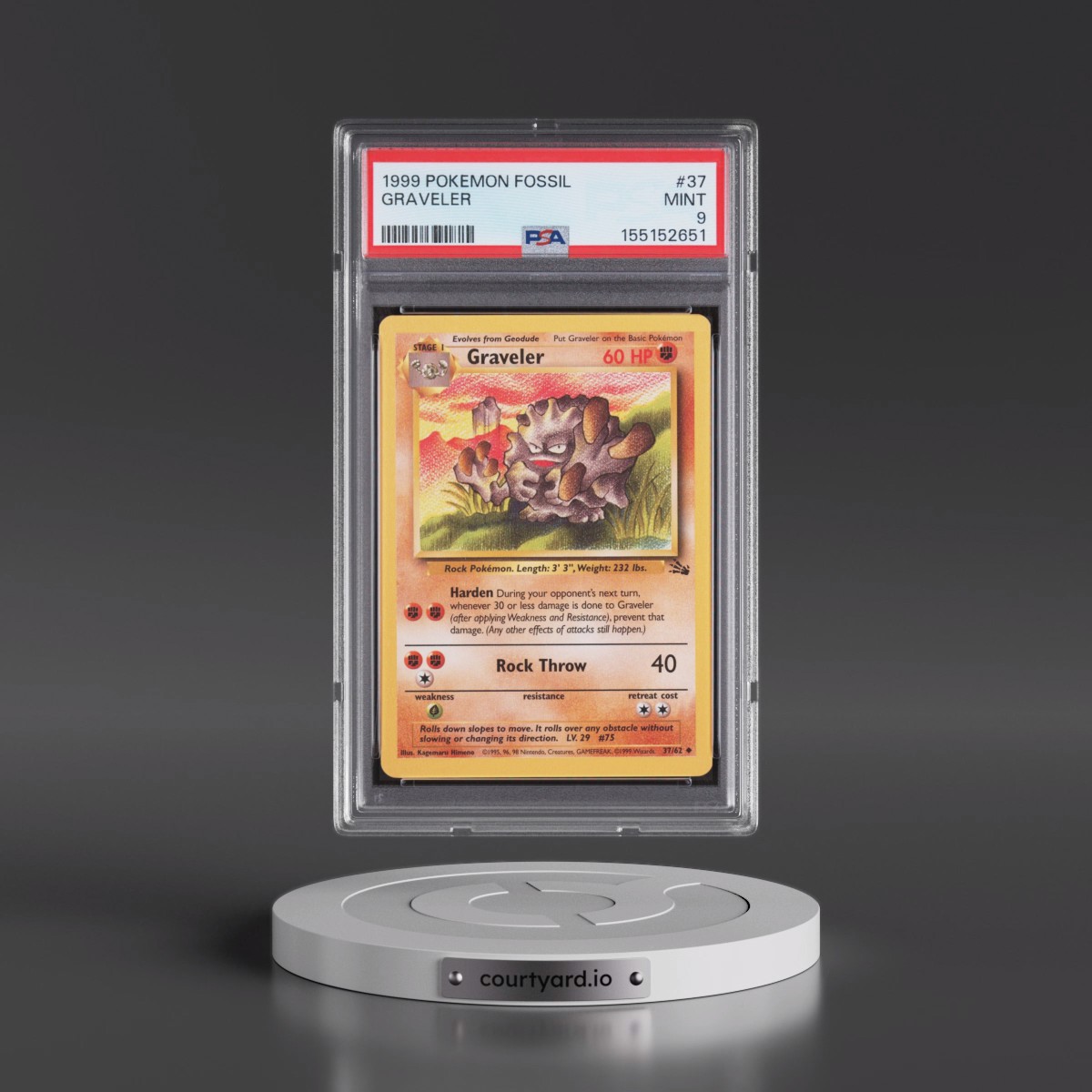 1999 Pokémon Fossil #37 Graveler (PSA 9 MINT)