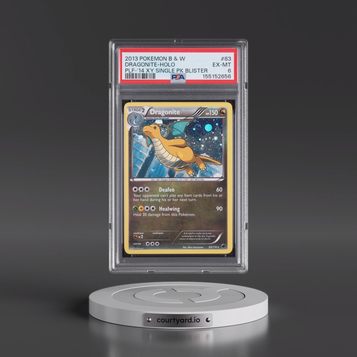 2013 Pokémon Black & White Plasma Freeze #83 Dragonite - Holo 2014 XY Single Pack Blister (PSA 6 EX-MT)