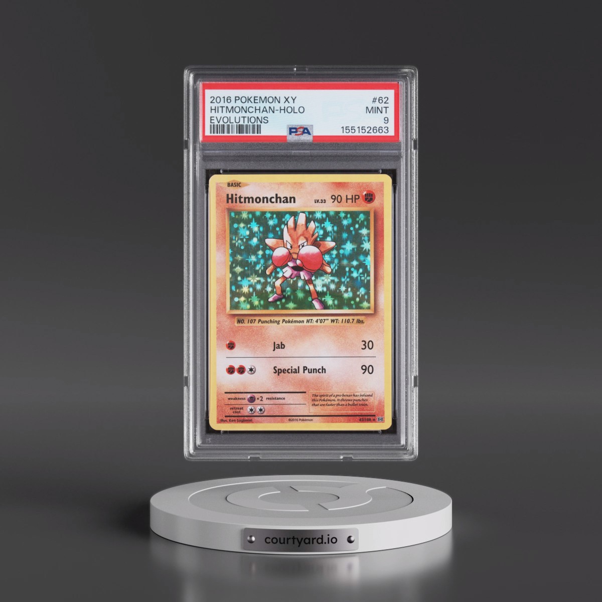 2016 Pokémon XY Evolutions #62 Hitmonchan - Holo (PSA 9 MINT)