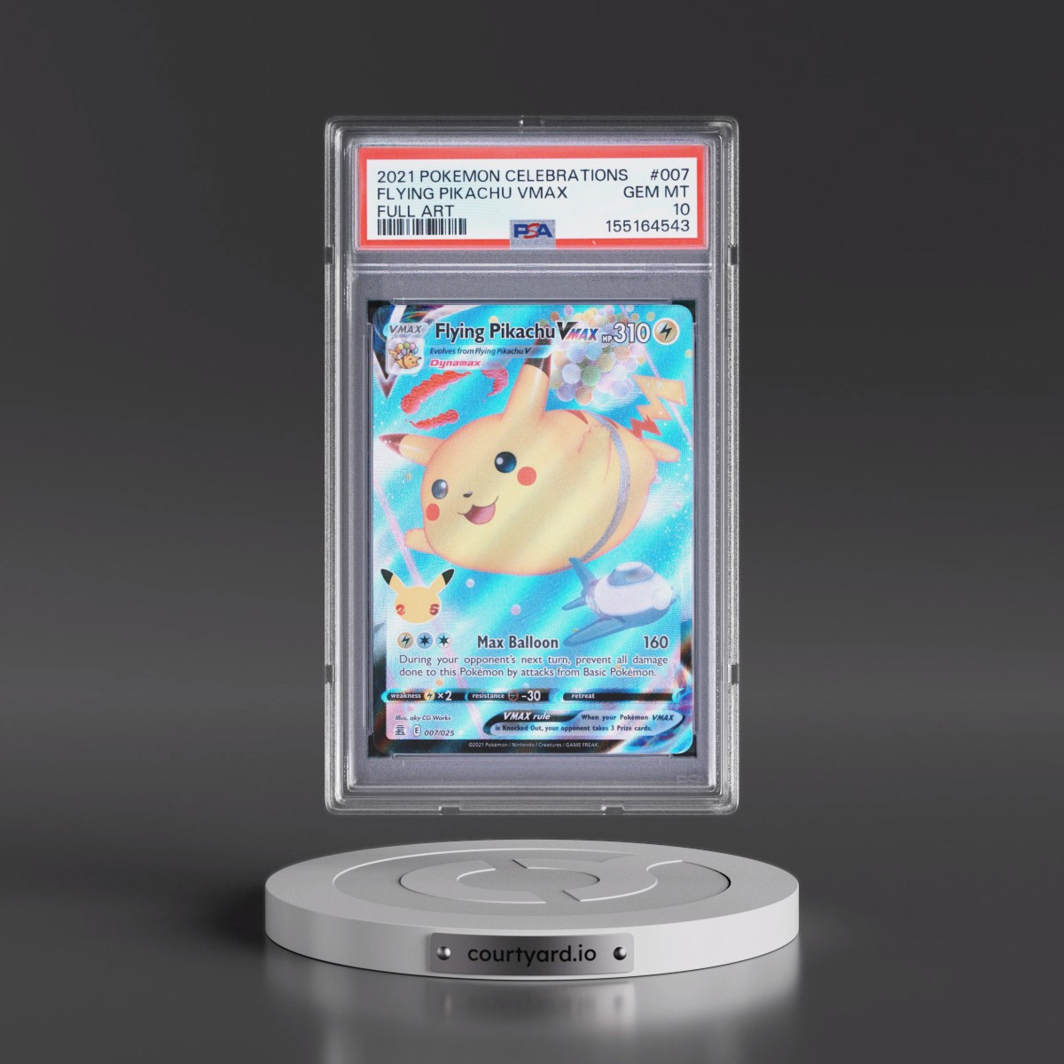 2021 Pokémon Celebrations #007 Flying Pikachu Vmax - Full Art (PSA 10 GEM MINT)
