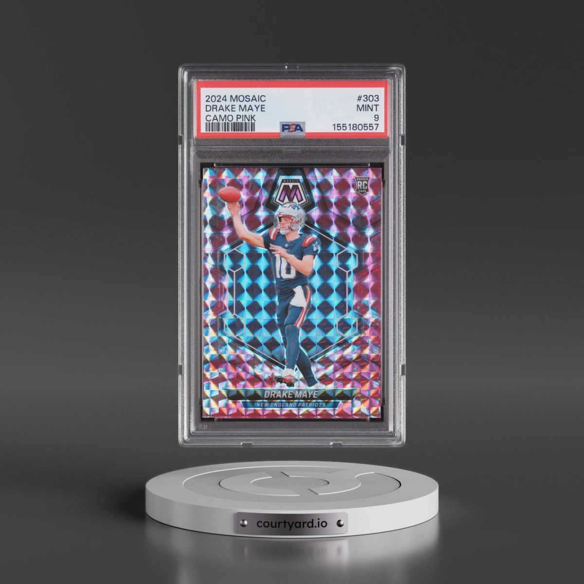 2024 Panini Mosaic Drake Maye - Camo Pink #303 PSA 9