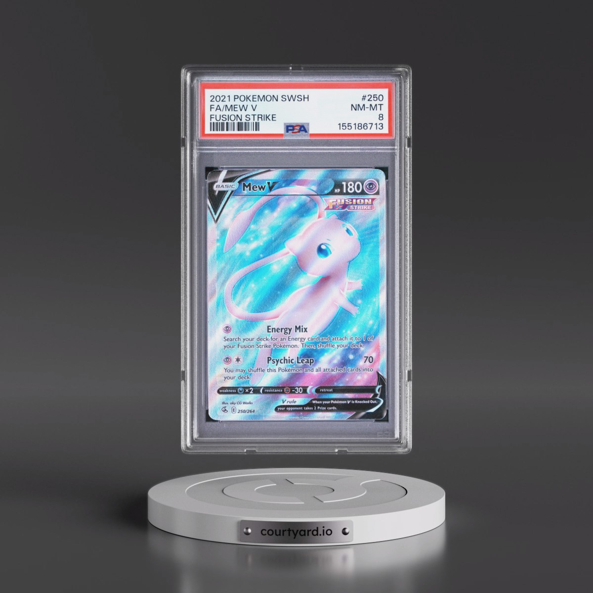 2021 Pokémon Sword & Shield Fusion Strike #250 Mew V - Holo Full Art (PSA 8 NM-MT)