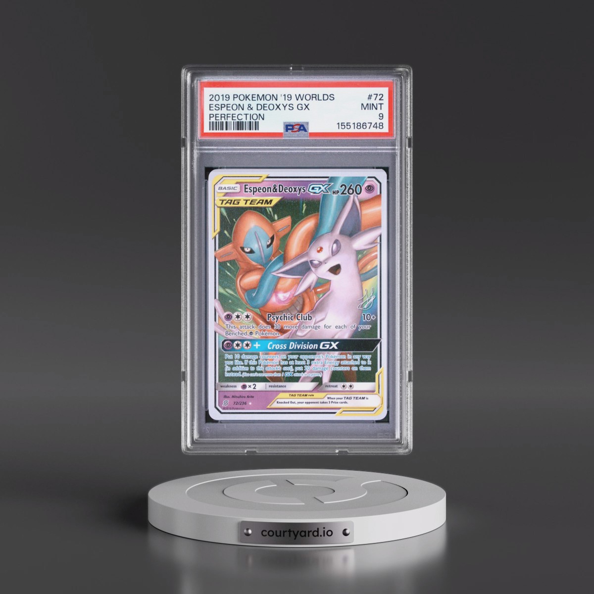 2019 Pokémon 2019 World Championships Deck: Perfection #72 Espeon & Deoxys GX - Holo (PSA 9 MINT)