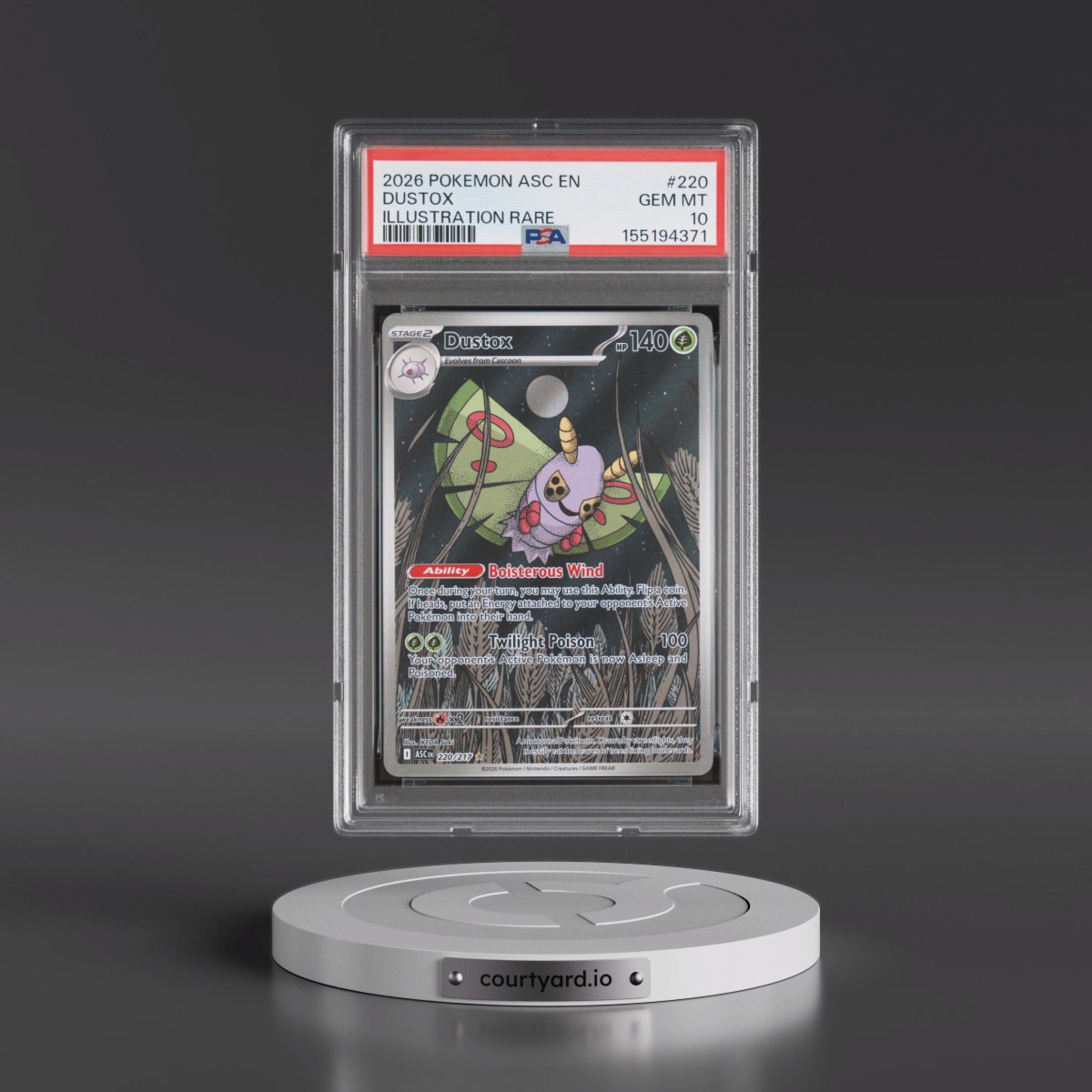 2026 Pokémon Asc EN-Ascended Heroes #220 Dustox - Illustration Rare (PSA 10 GEM MINT)
