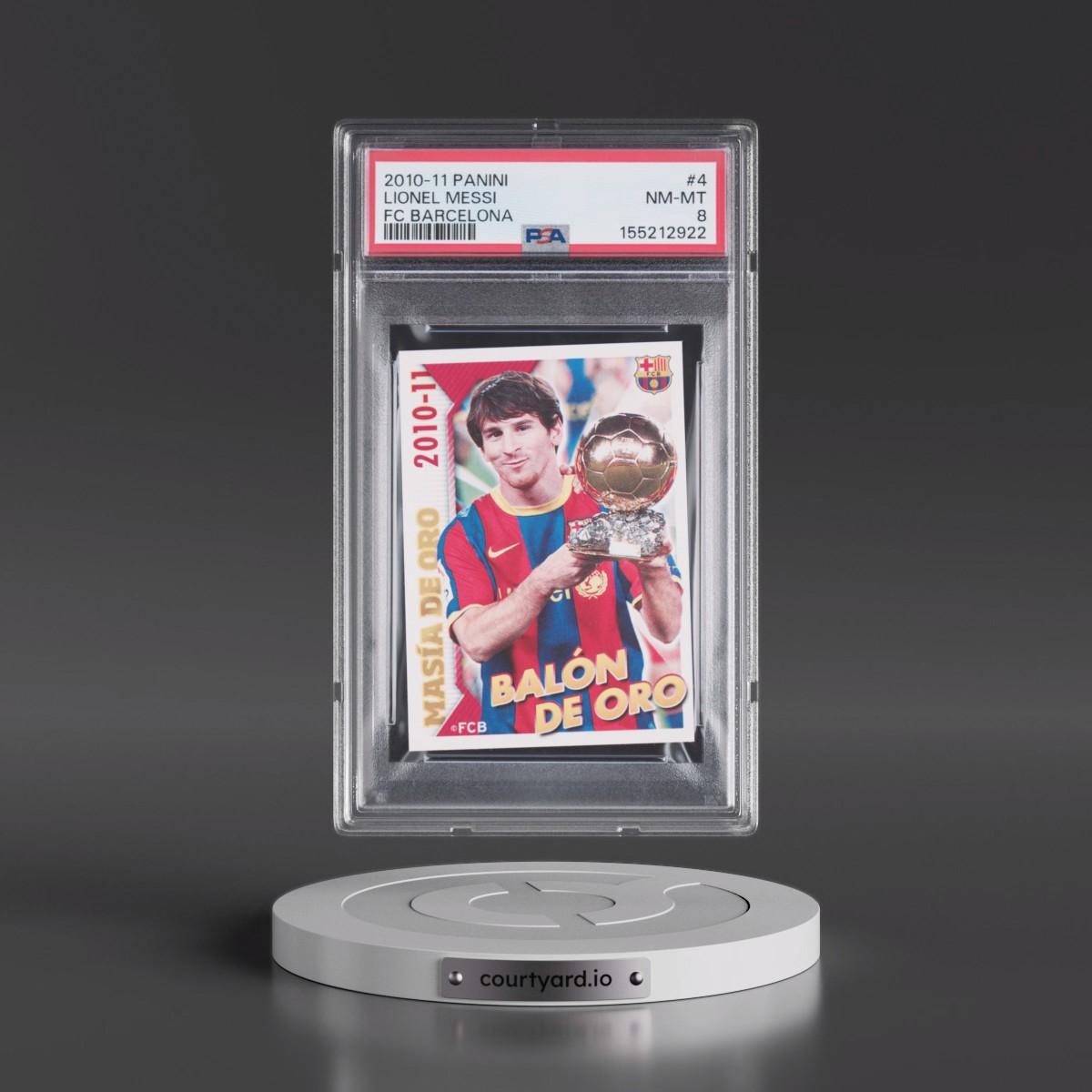 2010 Panini FC Barcelona Lionel Messi #4 PSA 8