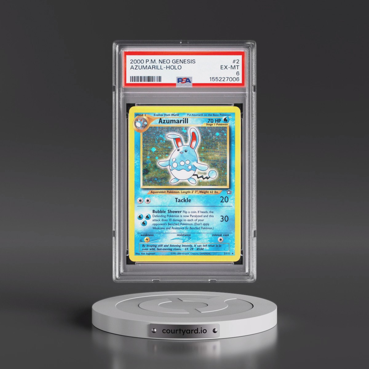 2000 Pokémon Neo Genesis #2 Azumarill - Holo (PSA 6 EX-MT)