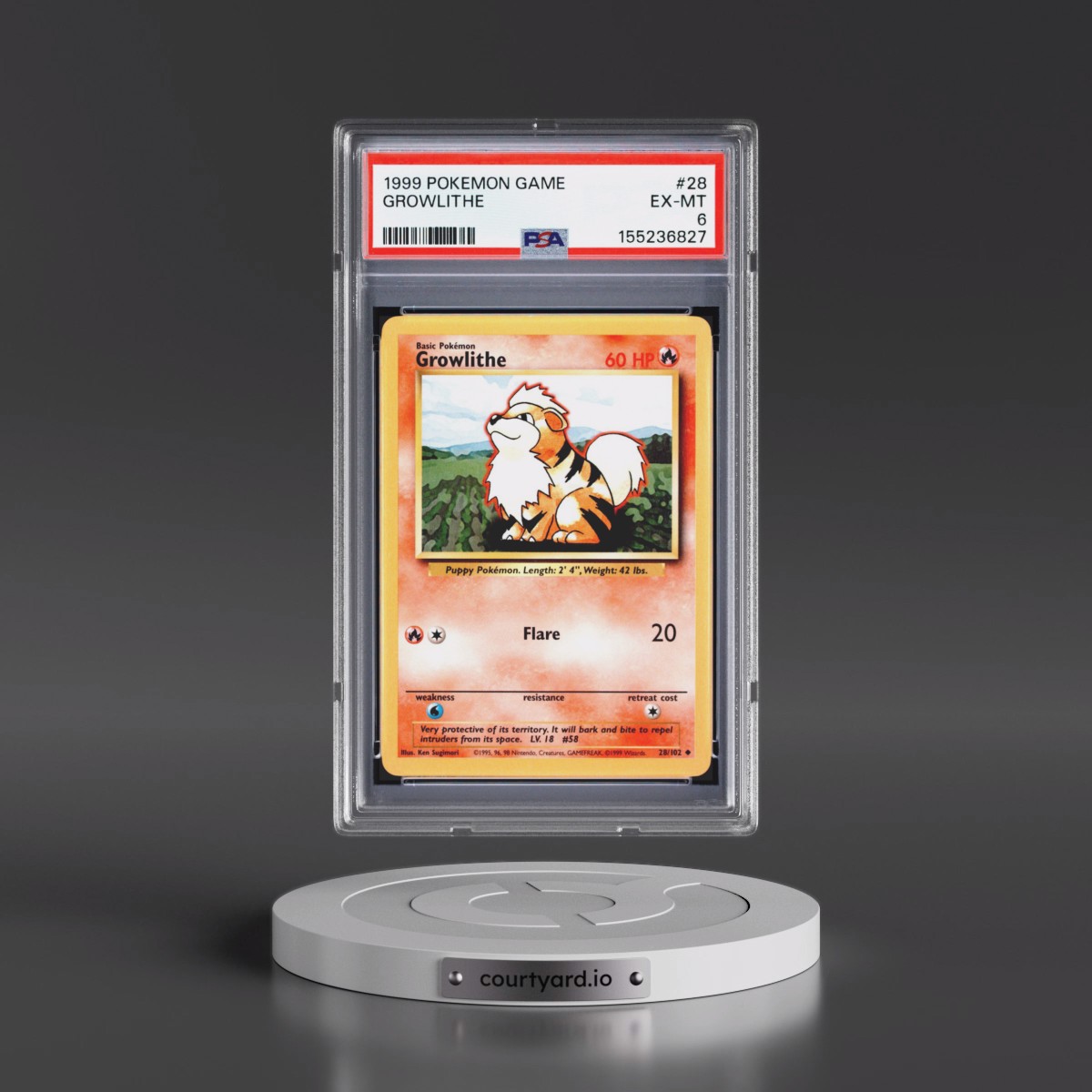 1999 Pokémon Game #28 Growlithe (PSA 6 EX-MT)