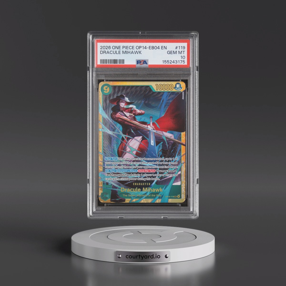 2026 One Piece OP14-EB04-the Azure Sea's Seven #119 Dracule Mihawk (PSA 10 GEM MINT)