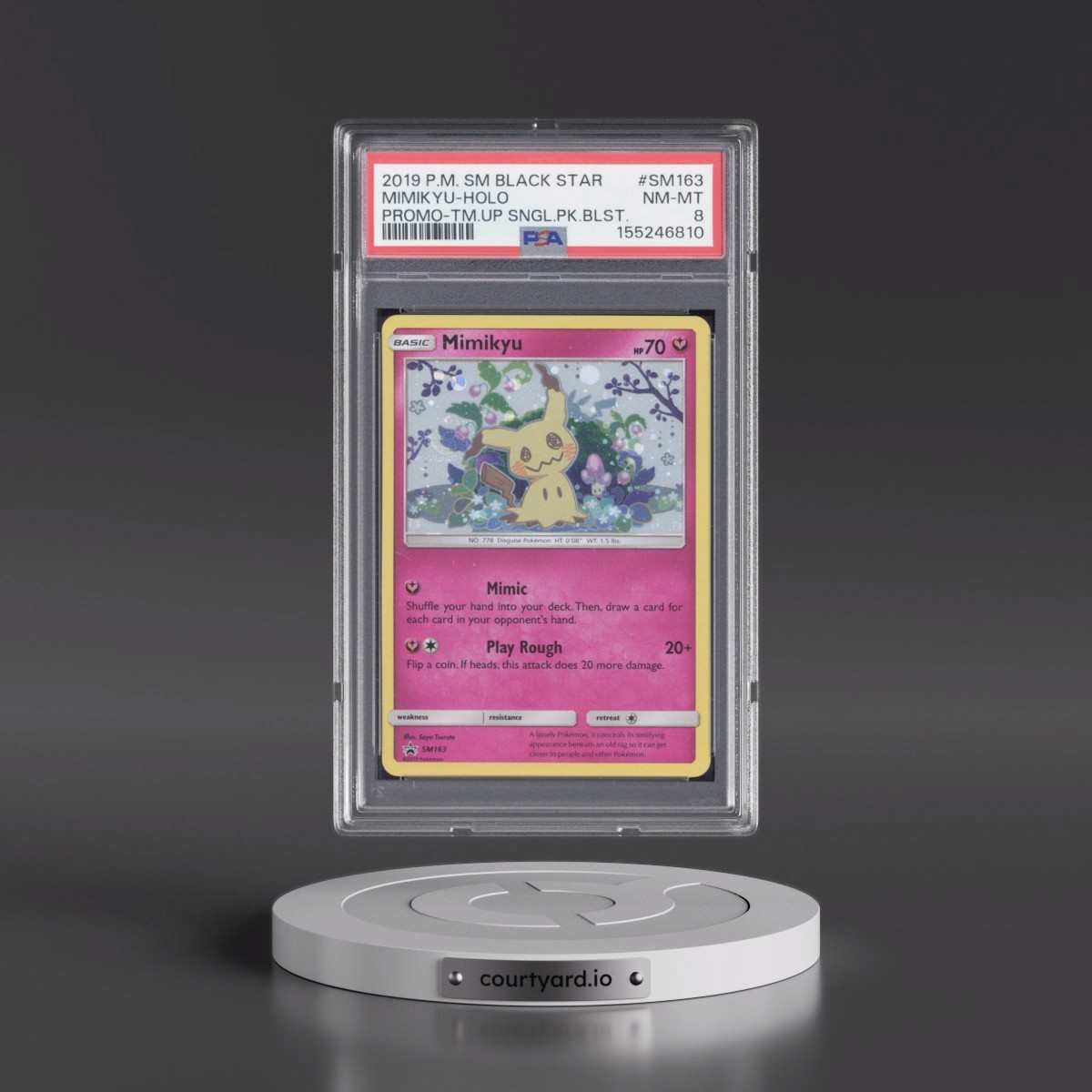 2019 Pokémon SM Black Star Promo #SM163 Mimikyu - Holo Team Up Single Pack Blisters (PSA 8 NM-MT)